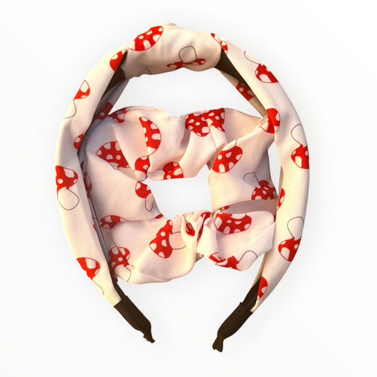 Forest Magic: Mushroom Headband & Scrunchie Set
