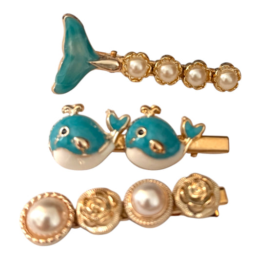 Ocean Oracle: Pearl & Sea Creature Hair Pin Set