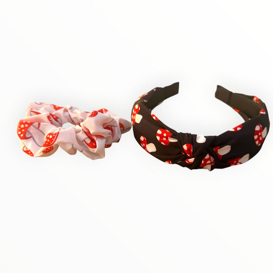 Forest Magic: Mushroom Headband & Scrunchie Set